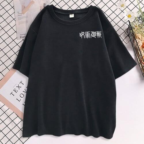 Jujutsu Kaisen Japanese Letter Print T-shirts Women Hat Sale Fashion Tshirt Female Casual Summer T-shirt Hip Hop Cotton Top Tees