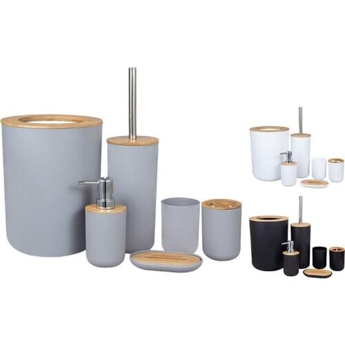 Hot XD-6-Piece Bamboo Bath Accessory Set Environmentally Friendly Toilet Accessory Set with Lotion Dispenser Etc