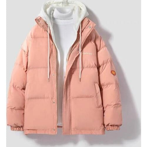 GUUZYUVIZ Thicken Women Coats And Jackets Winter Casual Fake Two Piece Cotton Jacket Stitching Hood