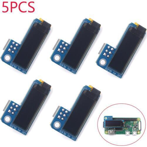 5Pcs PiOLED 0.91 inch IIC I2C 128x32 OLED Monochrome Screen Add-on for Raspberry Pi 3 Zero SSD1306 Blue DC 3.3V