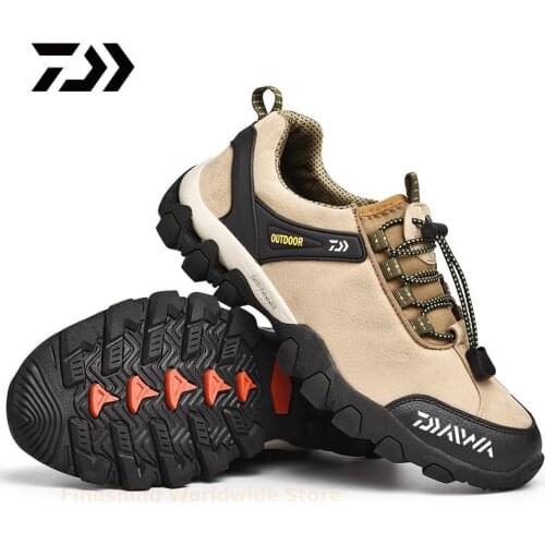 Daiwa Men Hiking Shoes Waterproof Leather Shoes Climbing Fishing Shoes New Outdoor Sports Trainers Trekking Fishing Sneakers