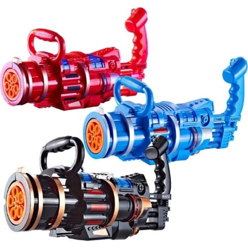 5-Hole Gatling Bubble Musical Toy Bubble Blowing Maker with Music & Light Interactive Outdoor Kits Beach Bubble Machine 69HE