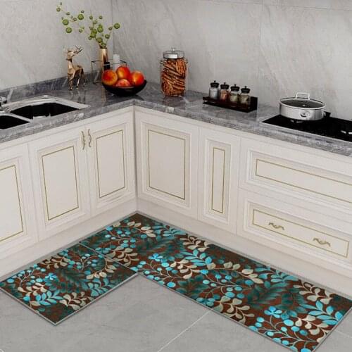 Green Leaf Feather Printed Carpet Set, Versatile Home Textile Decoration, Dustproof And Wear-Resistant, Water And Oil Absorption