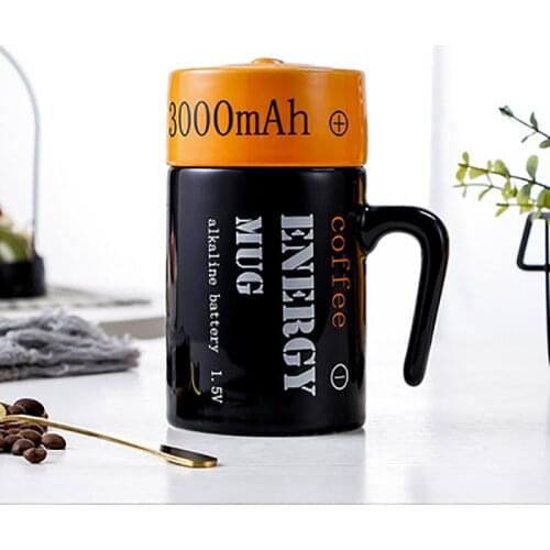 New creative battery 3D shape high temperature resistant ceramic coffee mug office personality tea cup to give a friend a gift