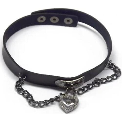 Punk Rivet Black Leather Collar Handcuffing Multi-Layer Choker Necklaces For Women Collar