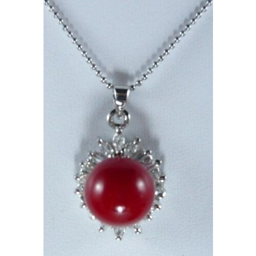4 color lovely jewelry red coral inlaid crystal Pendant Necklace