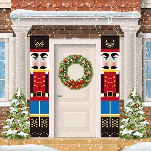 Merry Christmas Hanging Door Sign Nutcracker Soldier Banner Home Decorate Xmas New Year Ornament Pennant 2020-2021 Collection