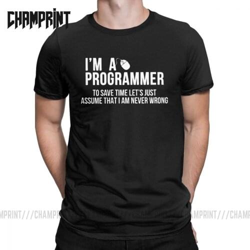Programmer Programming T Shirts Men Pure Cotton Vintage T-Shirt Crew Neck Geek Code Coder Tees Short Sleeve Clothes Graphic