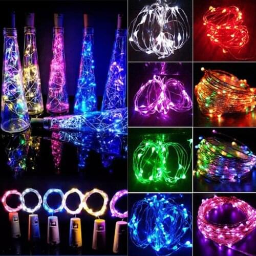 Christmas Fairy Light String 5pcs Wine Bottle Stopper LED Copper Wire for Holiday Wedding Navidad Home Decoration New Year 2022