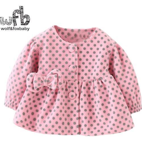 Retail 1-4 years dress full-sleeves bow-knot printing dot girl clothing kids children spring autumn fall