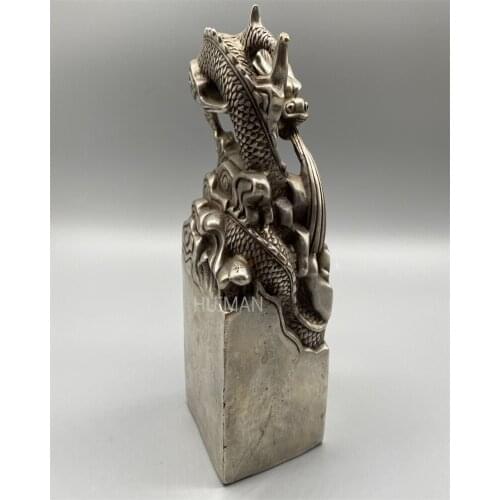 Collect China Fine Workmanship Cupronickel Sculpture Dragon Seal Metal Crafts Home Decoration