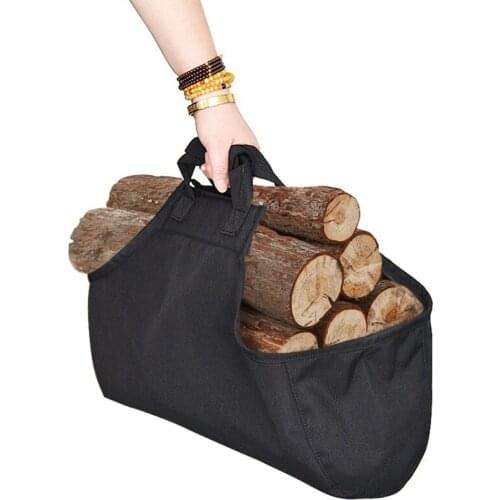 Felt Bag Black Fireplace Wooden Bag Felt Basket Fire Wood Pocket Firewood Basket Newspaper Stalls Basket