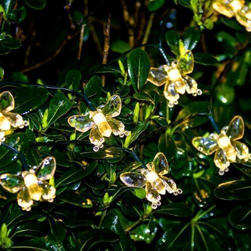 LED Solar Power Butterfly Fairy Christmas Lights String Outdoor Festoon New Years Garland Waterproof Garden Wedding Decoration