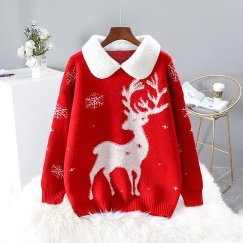 Pullover Sweater Christmas Women Sweater Claus Printing Long Sleeve O-neck Christmas Knitting Pullover Sweater Jumper Knitwear