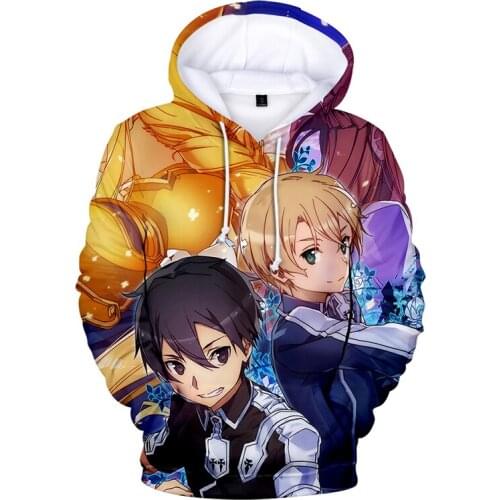 Hot Sale SAO Hoodie Sword Art Online 3D Print Hooded Harajuku Sweatshirts Men Women Loose Anime Hoodies Sword Art Online Clothes
