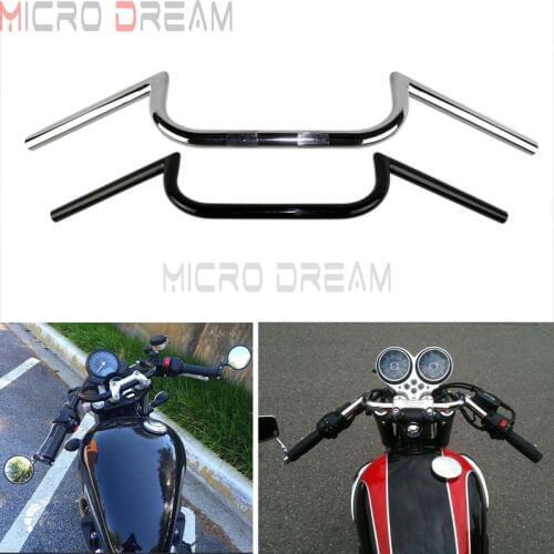Street Bike 22/25mm Pullback Handlebar 7/8'' & 1'' Motorcycle Steel Handle Clubman Bars Rise 4'' For Harley Chopper Cafe Racer