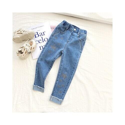 Girls Slim Stretch Jeans 2021 Spring New Baby Girl Solid Casual Denim Pants Childrens Girls Jeans Toddler Outwear Kids Pants