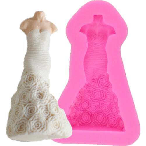 Skirt Silicone Mold Fondant Cake Decorating Tool flower Wedding dress Chocolate Gumpaste Mould Kitchen Accessories T1187