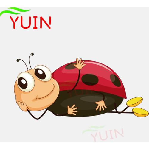 Funny Lying Ladybug Car Sticker Cartoon Cute Animal Applique Motorcycle Cars Accessories PVC Decoration Waterproof Decal 14*7cm