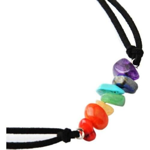 New fashion womens natural stone seven color beads neck chain Yoga Buddha beads energy seven chakra Necklace
