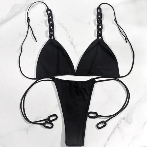 Boho Neon Bikini Set for Women Sexy Swimwear Bandage Swimsuit Bathing Suit Halter Beachwear Monocini Pure Color Fashion Jewelry