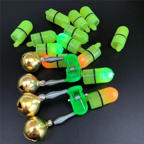 1Pcs Fishing Bite Alarms Fishing Rod Bell Rod Clamp Tip Clip Bells Ring Green ABS Fishing Accessory Outdoor Metal