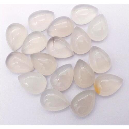 10Pcs 14x10x6mm Wholesale Natural White Agate Teardrop Cab Cabochon DIY Jewelry Accessories S130