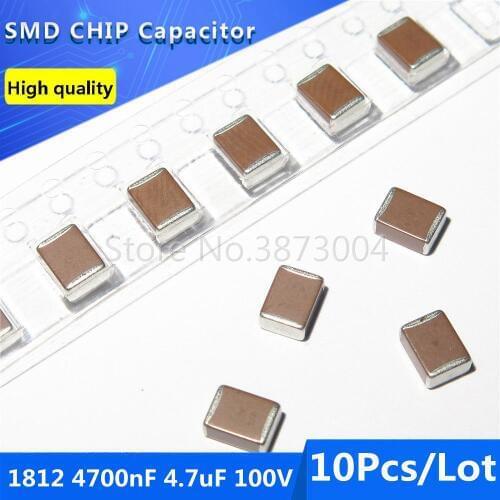 10pcs 1812 4532 4700nF 4.7uF 100V 10% Thick Film Chip Multilayer Ceramic Capacitor