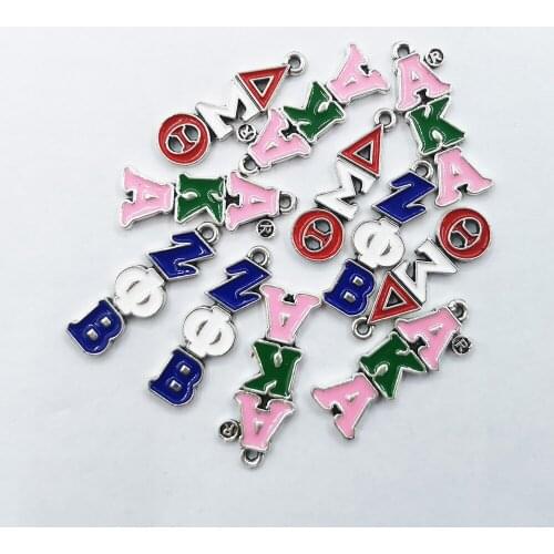10pcs Greek Fraternity Min Polygram Detal Zeta Phi Beta Letter Charms Women DIY Jewelry Making Accessories