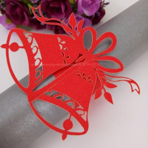 100pcs Laser Cut Bell Napkin Rings Serviette Holder Table Decoration Wedding Banquet Dinner Decor Towel Buckle 7Z-SH103