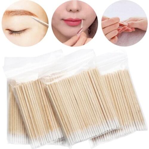 2-6Pack Lint Free Micro Brushes Wood Cotton Swab Nose Ear Face Cleaning Stick Disposable Eyelash Extension Glue Removing Tools