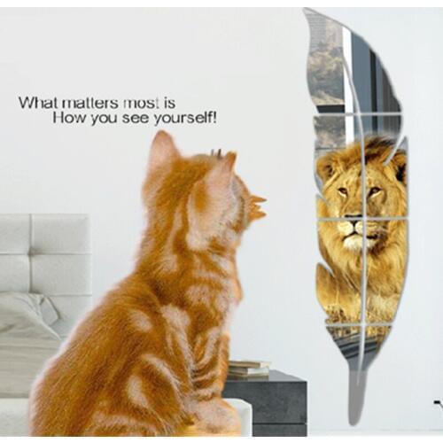 2 Size Leave Pattern Mirror 3D Acrylic Decoration Wall Sticker DIY Art Wall Poster Home Decor Bedroom Bathroom Wall Stickers