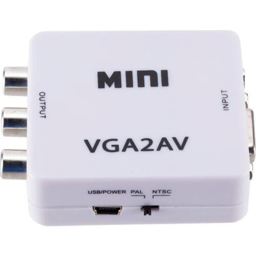 2020 VGA to AV Mini Converter Adapter Support 1080P VGA2AV Converter PC to TV HD Computer to TV Wholesale