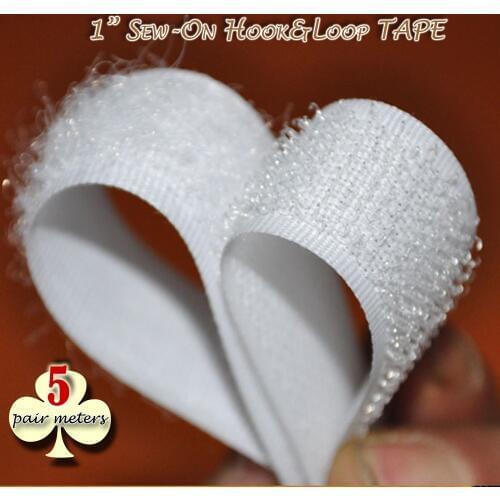 5meter pack 1 inch hook and loop fastener grip tape sew on velco color white craft sewing & repairs