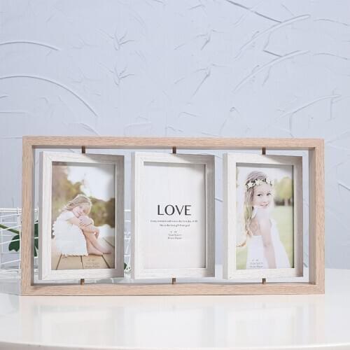 6 Inch 2in1 3in1 Wooden Photo Frame Creative Rotatable Group Photo Picture Frame Home Decoration Accessories Family Photo Frame