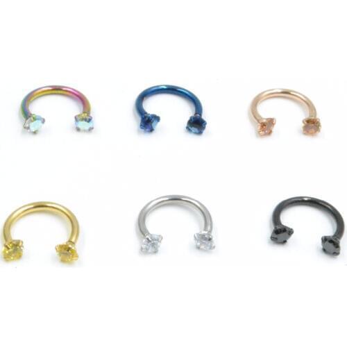 50pcs/Lot Body Jewelry -16g Surgical Steel Ear/Nose/ Lip/ Labret Ring Bar Lip Nipple Piercing CBR Horseshoes Sliver/Black/Gold