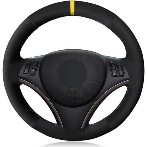 Car Steering Wheel Cover DIY Hand-stitched Black Soft Suede For BMW E90 E91 E92 E93 X1 E84 E87 E81 E82 E88 Accessories