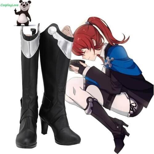 Honkai Impact 3rd Murata Himeko Black Cosplay Shoes Cosplay Long Boots Leather Custom Made For Party Christmas Halloween