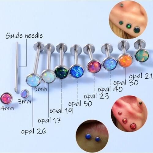 CHUANCI 1 PC Stainless&Flat CZ Gem Internally Threaded Labret Stud Ear Tragus Cartilage Helix Earring Body Piercing Jewelry 16G