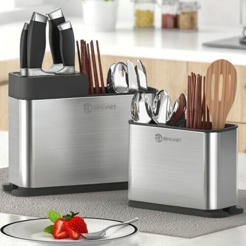 Knife holder kitchen cutlery storage box tableware drainage chopsticks spoon storage box rack cage with water tray WF