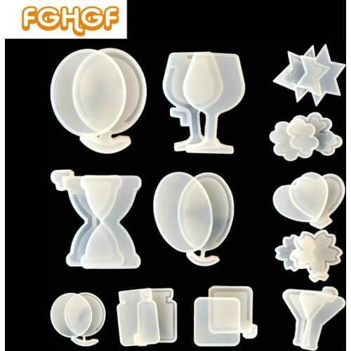 Double Sides Water Injection Jewelry Making Epoxy Resin Shaker Craft Silicone Molds DIY Accessories 3D Sand Clock Cabochon