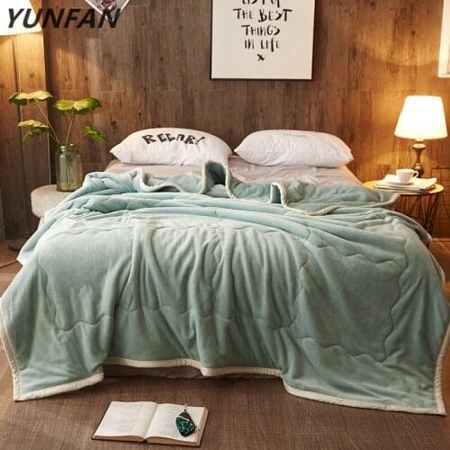 Double sided Flannel blankets and throws Adult Thick Warm winter Blankets queen Fleece green Blankets On Bed Christmas gifts