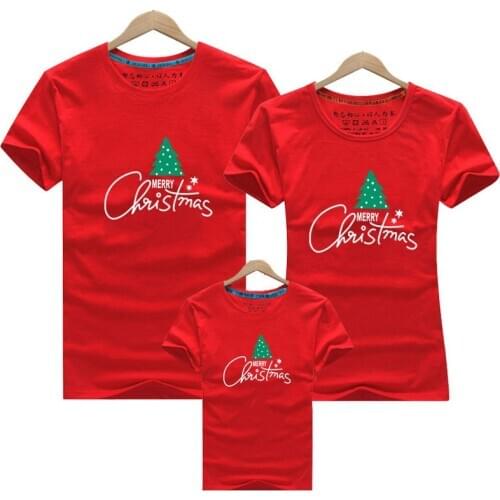 Christmas Family Look Christmas Tree Mommy and Me Clothes Cartoon Matching Family Clothing Mother Daughter Father Baby T-shirt