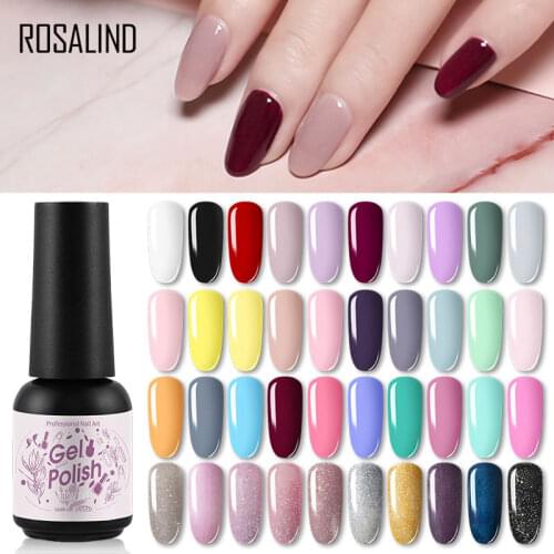 ROSALIND Gel Nail Polish 8ML Hybrid Varnishes Soak Off Gellak Nails Art Design Solid Color Semi Permanent Nail Lacquer Base Top