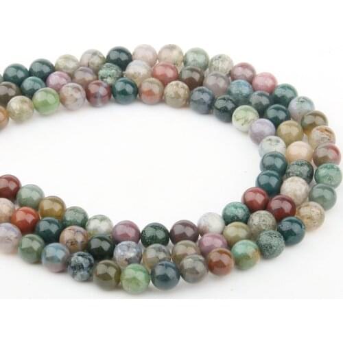 Round Natural Stone Beads India Agates Loose Stone Bead For Bracelet Necklace Jewelry Making DIY Size 4mm/6mm/8mm/10mm/12mm