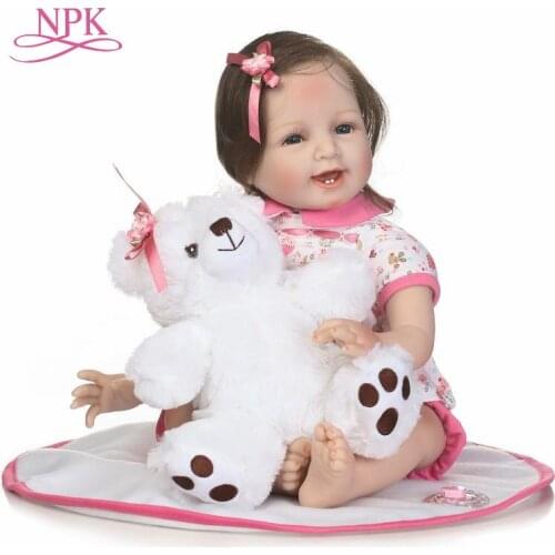 NPK 55cm soft Silicone Reborn Girl Baby Doll Toys 22inch Newborn Princess Toddler Babies Dolls Toys for girl Play House Toy Doll