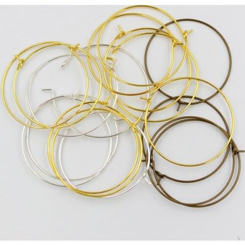 50pcs 30x0.7mm Copper Ear Wire Hoops DIY Craft Earring Open Beading Big Circle Jewelry Making Findings Wedding
