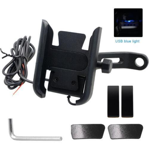 Metal Motorcycle Motorbike Mount Mobile Phone Holder Bracket With USB Charger