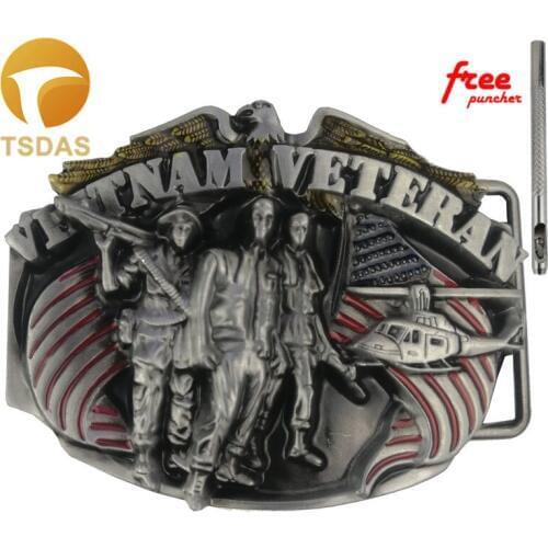 Veterans Mens Belt Buckle in Silver Plated Metal Belt Buckle With Leather Belt Mens Birthday Gifts