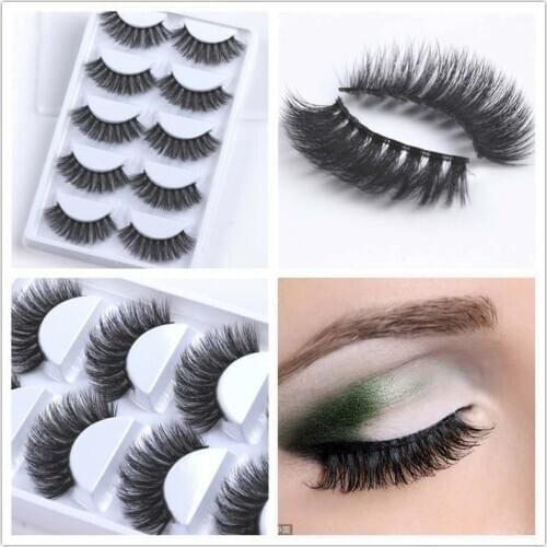 5 Pairs 3D Faux Mink Hair False Eyelashes Natural Long Full Volume Wispies Fluffy Lashes Extension Eye Makeup Tools Handmade